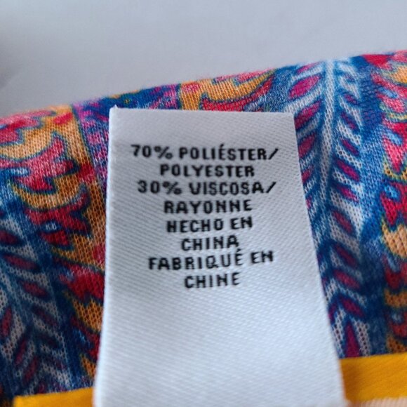 PLUS SIZE RUBY ROAD BRIGHT BLOOMS LACE TRIM PAISLEY BLOUSE SIZE 2X KEYHOLE NECK - Picture 13 of 14